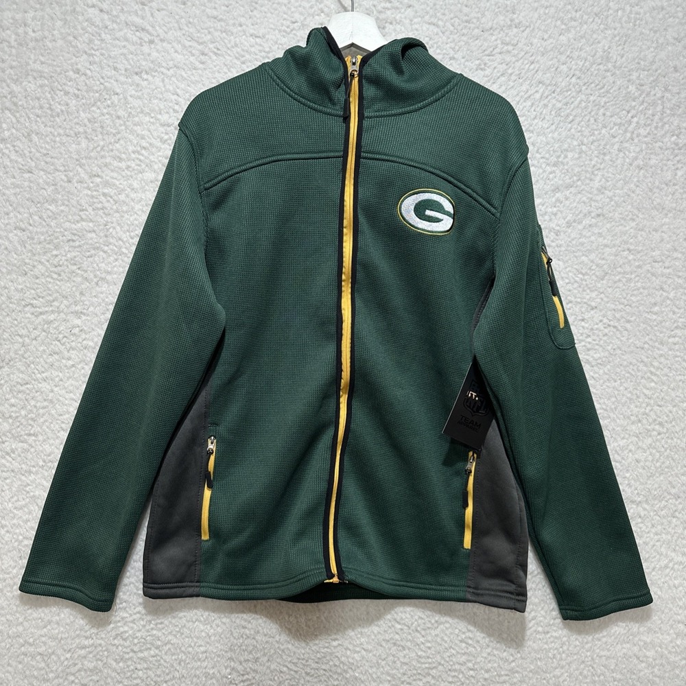 NFL Greenbay Packers Full Zip Hoodie Jacket Mens Long Sleeve Fleece Size Medium